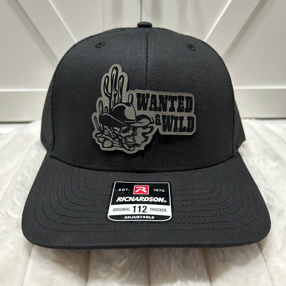 Wanted & Wild Laser engraved Richardson 112 trucker hat.